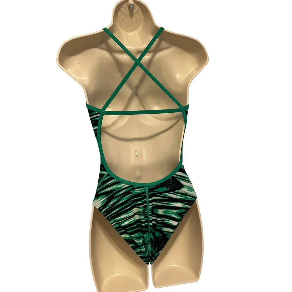 Speedo Green & Black Pro LT Competition One-Piece Swim Suit Pre-owned‎ Size 30